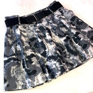Apt 9 Black/Grey/White Pleated Skirt with Elastic Belt Sz 10